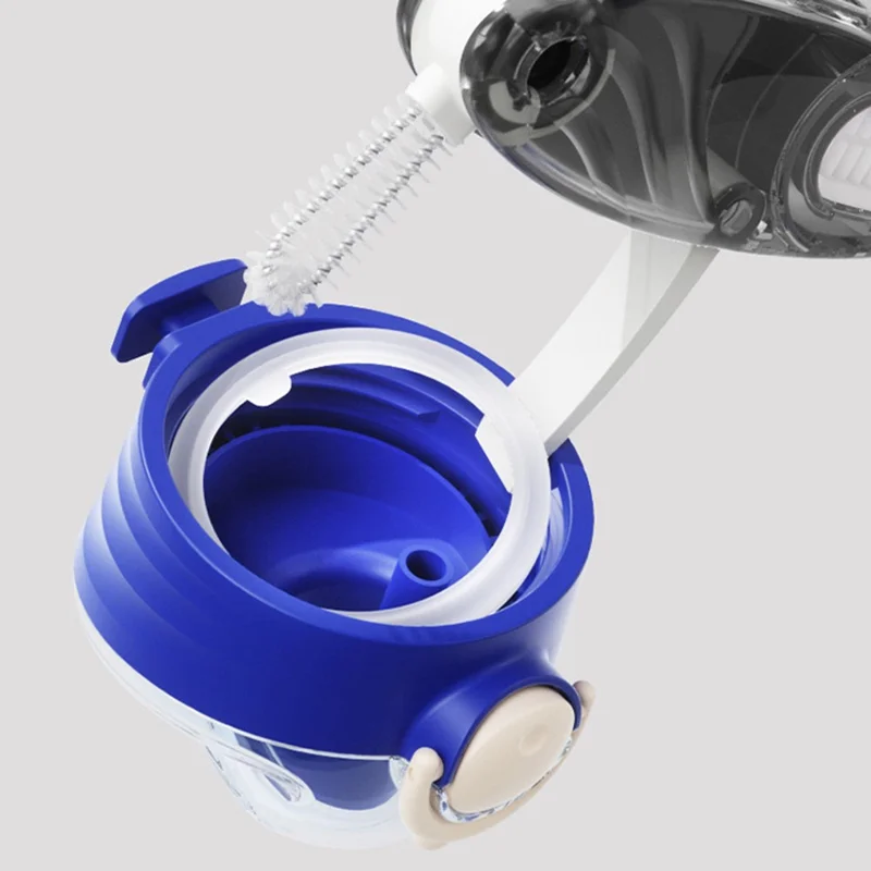 U-Shape 4-in-1 Multifunctional Cup Lid Brush Crevice Cleaning Brush Portable Feeding Bottle Brush - Black
