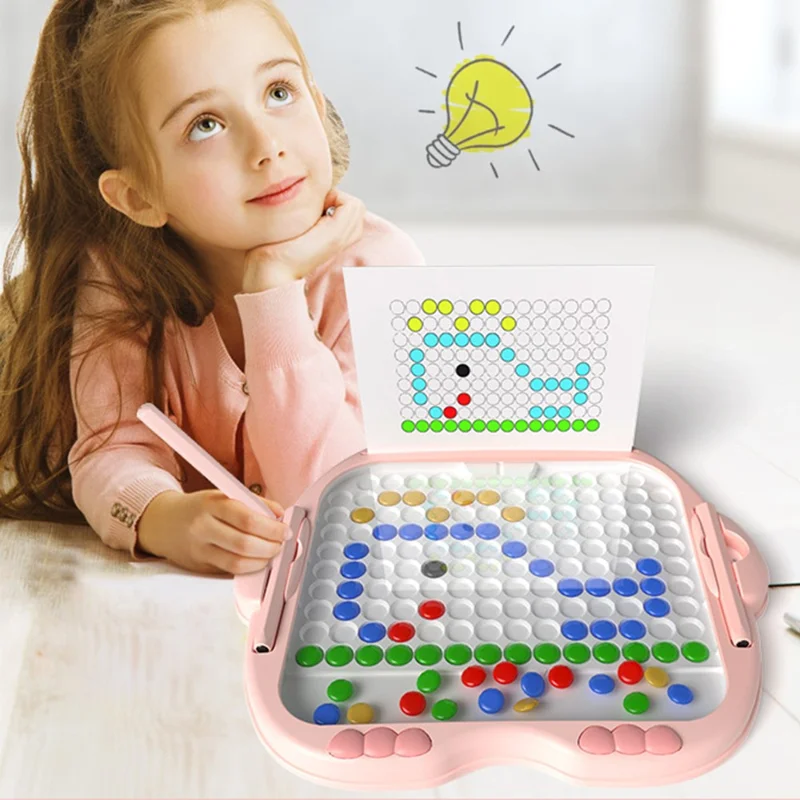 Magnetic Beads Balls Writing Drawing Board Kids Toy Early Education Children Toy, Extra Large ST - Pink
