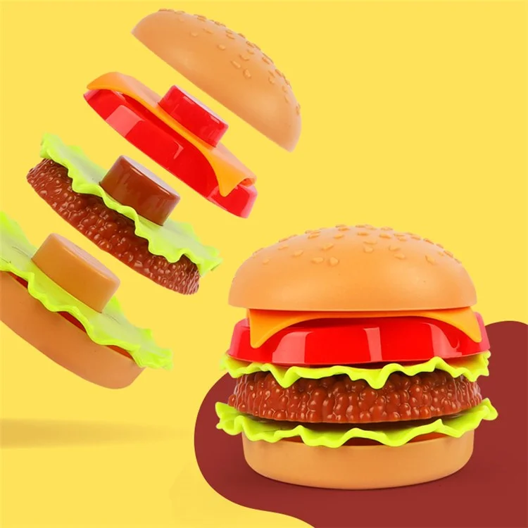 Hamburguesa de simulación de plástico, pizza, comida rápida, juguete de corte para niños, juego de cocina, juego de casa de muñecas