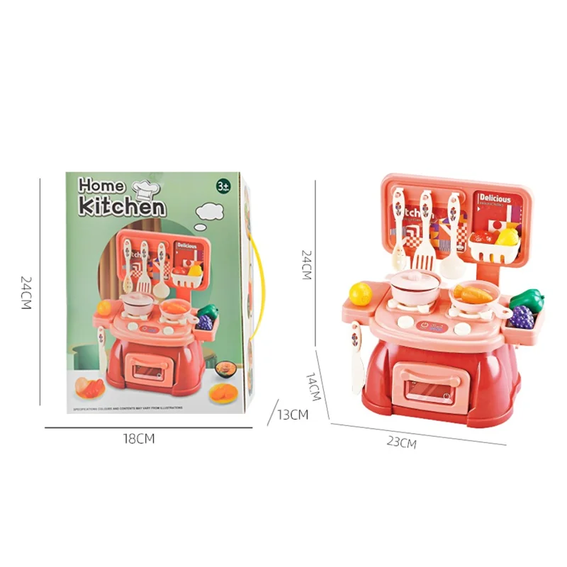 LH3318 30Pcs / Set Kids Play House Kitchen Stove Toy Simulation Plastic Cooking Kitchenware Kit - Vermelho