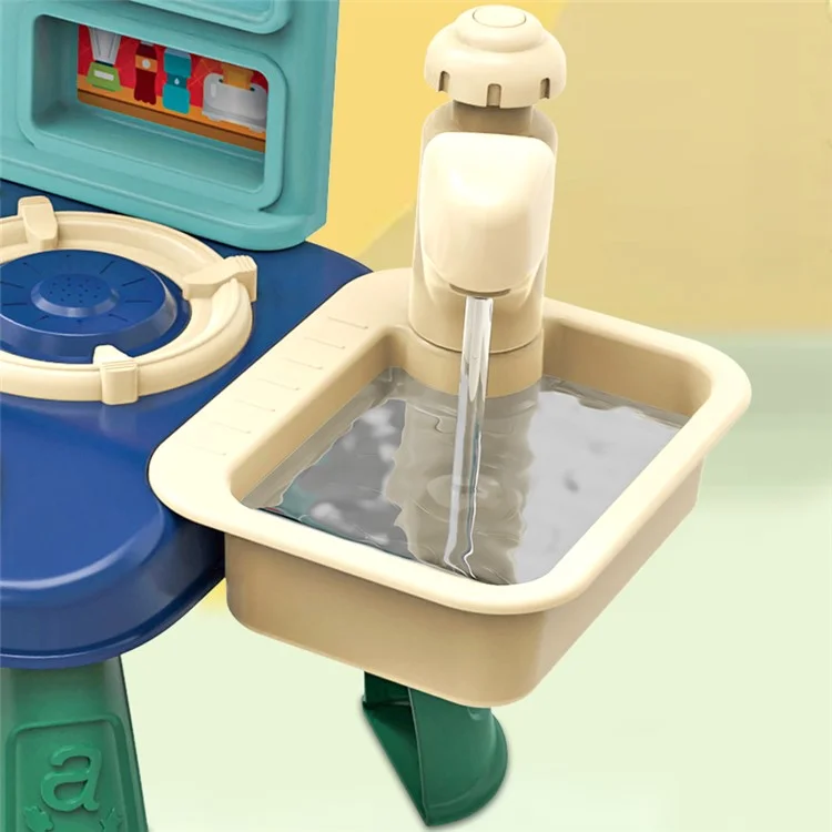 7709-7C Children Happy Kitchen Play House Toy Simulation Water Sink Stove Toy Set with Light Music - Pink