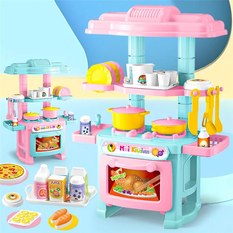 AL18045 Mini Set di giochi per bambini Pentole e padelle in plastica Bollitore Fornello Articoli da cucina Fornello Cibo - Colore casuale 