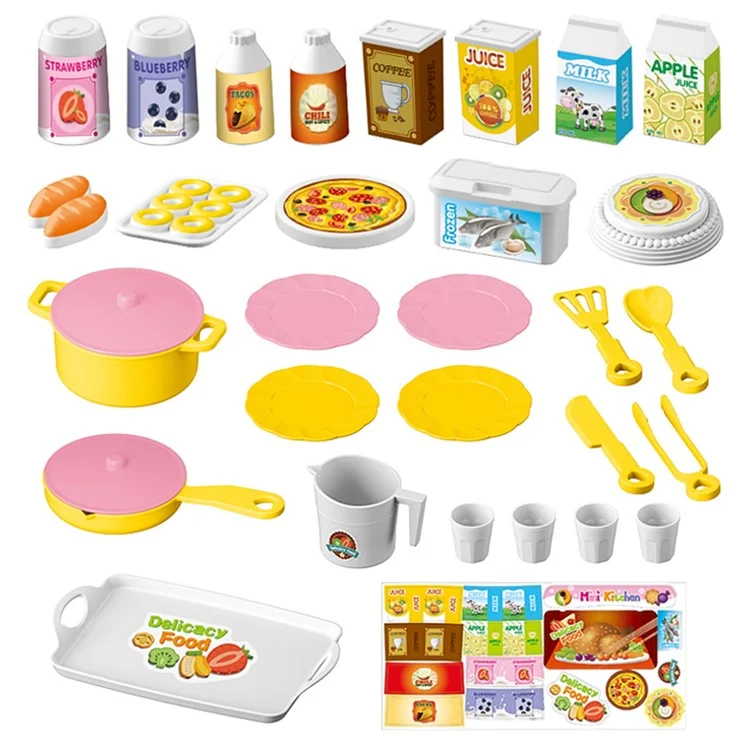 AL18045 Mini Set di giochi per bambini Pentole e padelle in plastica Bollitore Fornello Articoli da cucina Fornello Cibo - Colore casuale 