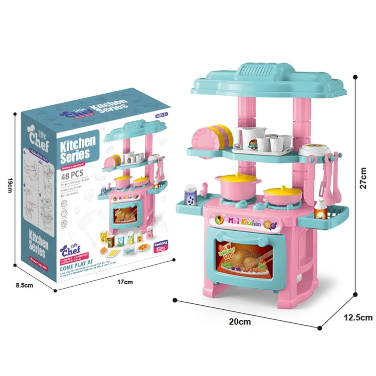 AL18045 Mini Kids Playset Toy Set Plass Play Plays Panções de Chaleira Fogão Fogão Fogão Comida - Cor Aleatória