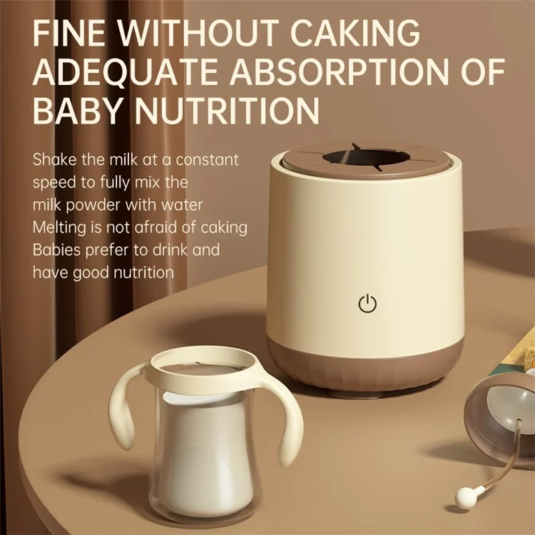 Electric Milk Bottle Shaker USB Rechargeable No Lumps Automatic Baby Milk Powder Mixing Machine - Khaki