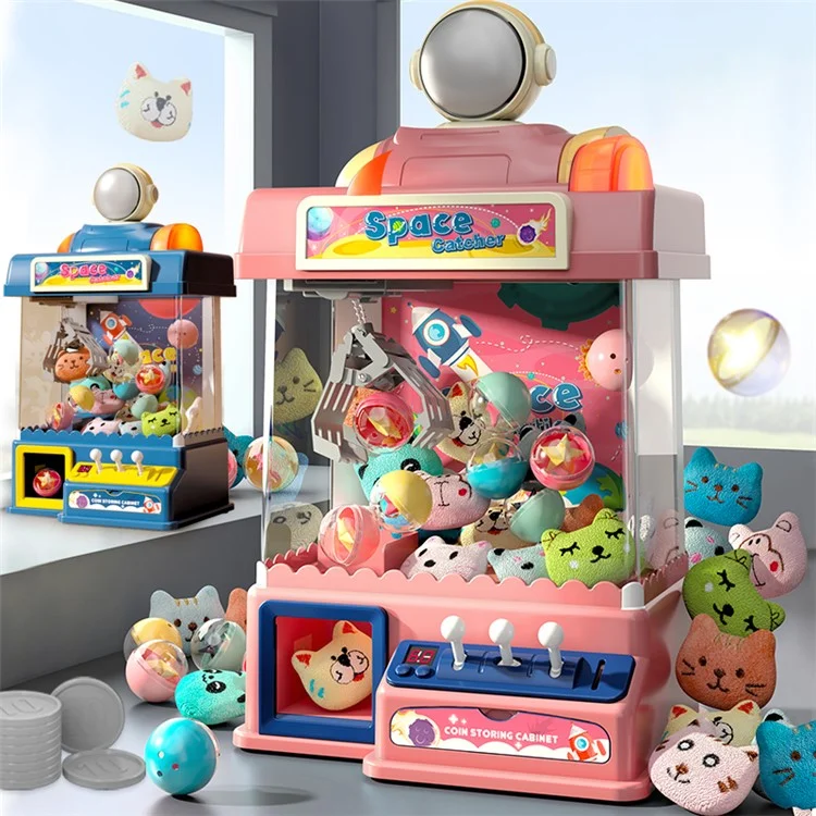 874 Claw Machine For Kids Arcade Game Electronic Mini Doll и Toy Grabber Dispenser с Огнями, Звук - Космос / Синий