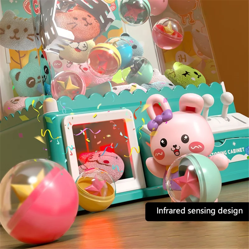 876 Claw Machine for Kids Arcade Game Electronic Mini Doll and Toy Grabber Dispenser with Lights, Sound - Rabbit / Blue