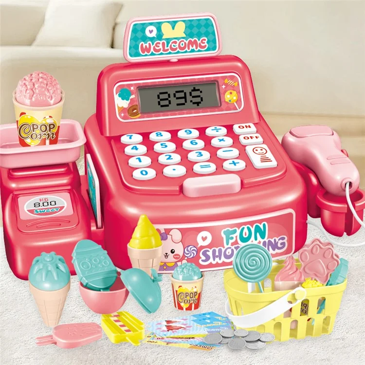 Kids Toy Cash Register Playset Pretend Children Supermarket Checkout Toy for Toddlers & Pre-Schoolers - Storage Box