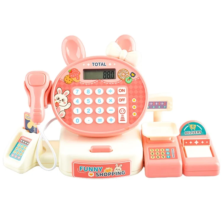 JJT816 Süßer Kaninchen-Kassenautomaten-Rollenspiel-Set Supermarkt-Kassenbereich-Spielzeug für Kinder