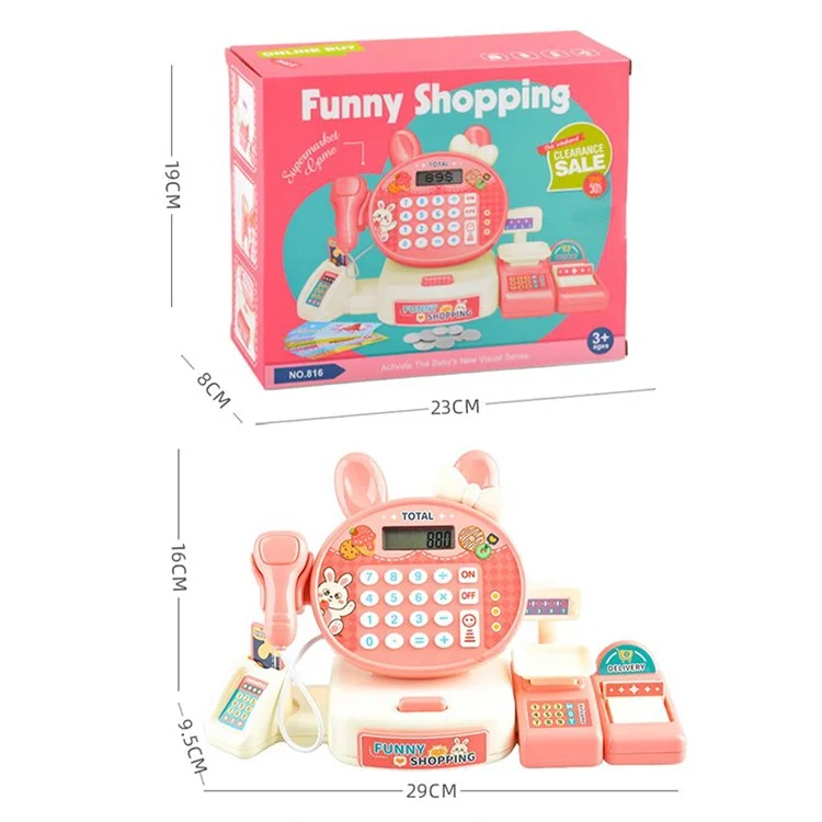 JJT816 Süßer Kaninchen-Kassenautomaten-Rollenspiel-Set Supermarkt-Kassenbereich-Spielzeug für Kinder