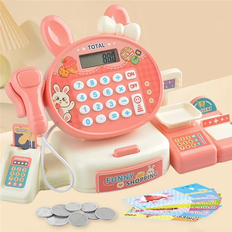 JJT816 Süßer Kaninchen-Kassenautomaten-Rollenspiel-Set Supermarkt-Kassenbereich-Spielzeug für Kinder