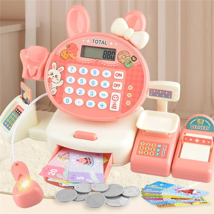 JJT816 Süßer Kaninchen-Kassenautomaten-Rollenspiel-Set Supermarkt-Kassenbereich-Spielzeug für Kinder