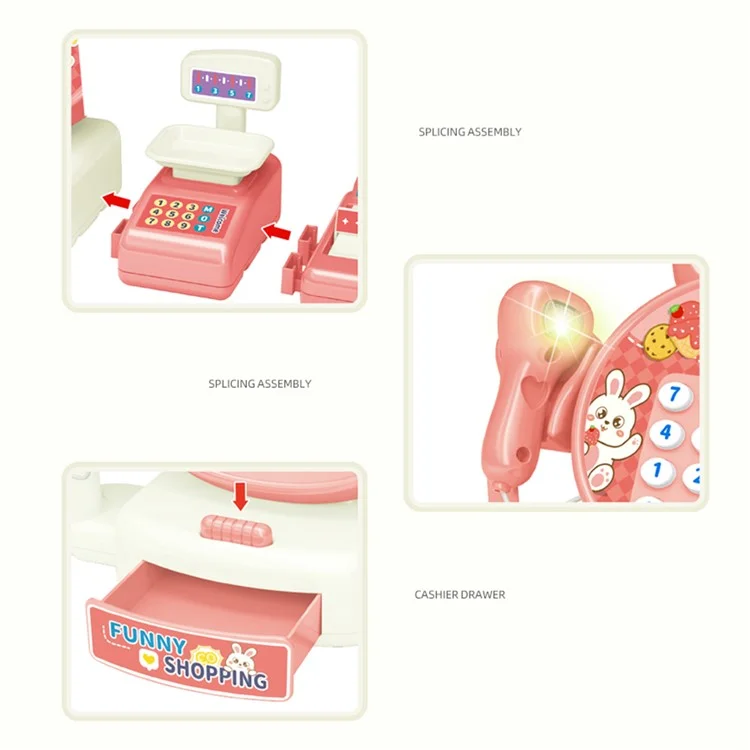 JJT816 Süßer Kaninchen-Kassenautomaten-Rollenspiel-Set Supermarkt-Kassenbereich-Spielzeug für Kinder