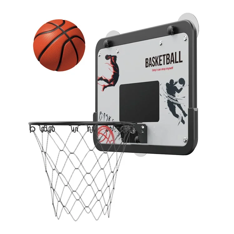 2388-80 1 Set Outdoor Indoor Wall Mounted Basketball Backboard Metal Rim Ball Stand with Pump
