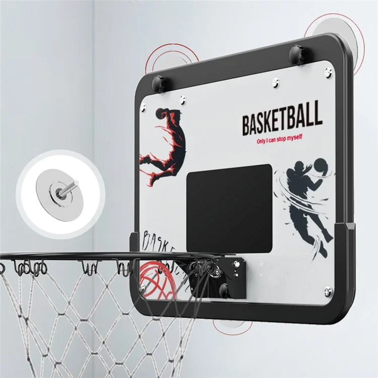 2388-80 1 Set Outdoor Indoor Wall Mounted Basketball Backboard Metal Rim Ball Stand with Pump
