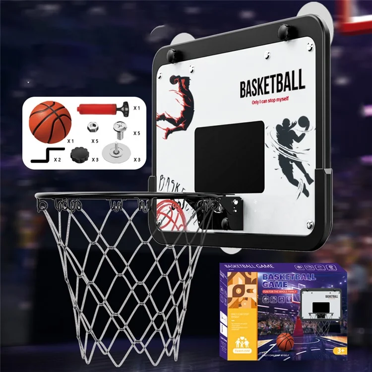 2388-80 1 Set Outdoor Indoor Wall Mounted Basketball Backboard Metal Rim Ball Stand with Pump