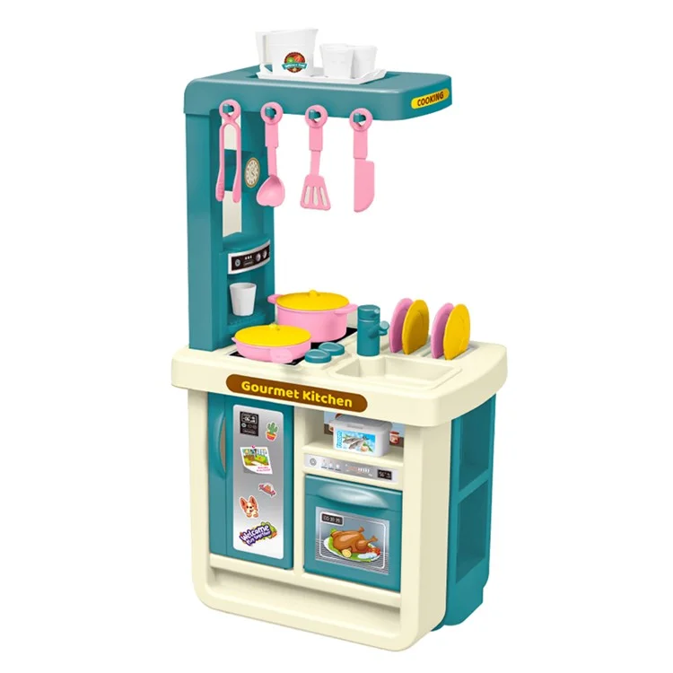 18046 Kids Play House Mini Kitchen Toy Simulation Plastic Cooking Kitchenware Toy Kit - Blue