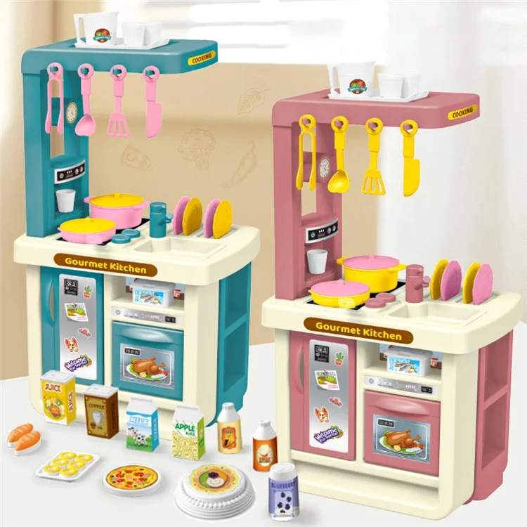 18046 Kids Play House Mini Kitchen Toy Simulation Plastic Cooking Kitchenware Toy Kit - Blue