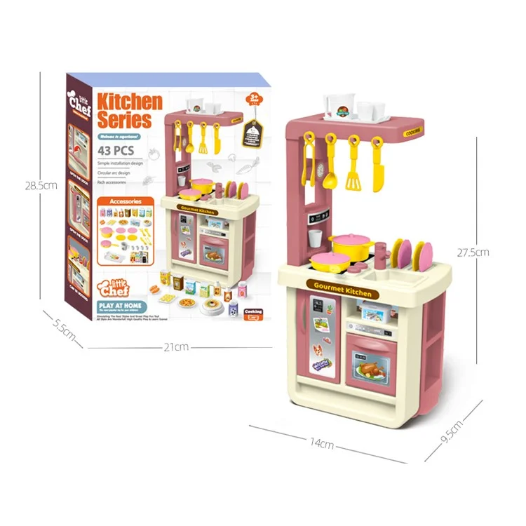 18046 Kids Play House Mini Kitchen Toy Simulation Plastic Cooking Kitchenware Toy Kit - Blue