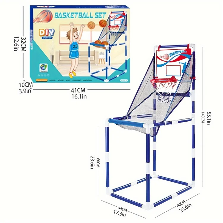 8803 Toddlers Foldable Basketball Hoop Kids Boys Portable Playset Sports Center Toys, Size: M