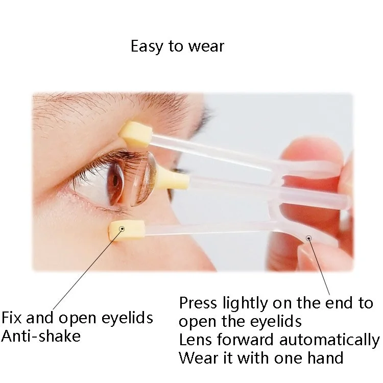 2 in 1 Portable Clip and Silicone Suction Stick Contact Lens Wearing Picking Auxiliary Tool (BPA Free, FDA Certified) - Yellow
