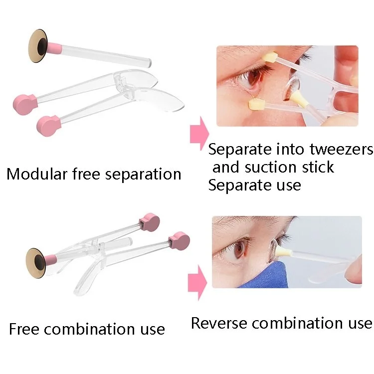 2 in 1 Portable Clip and Silicone Suction Stick Contact Lens Wearing Picking Auxiliary Tool (BPA Free, FDA Certified) - Yellow
