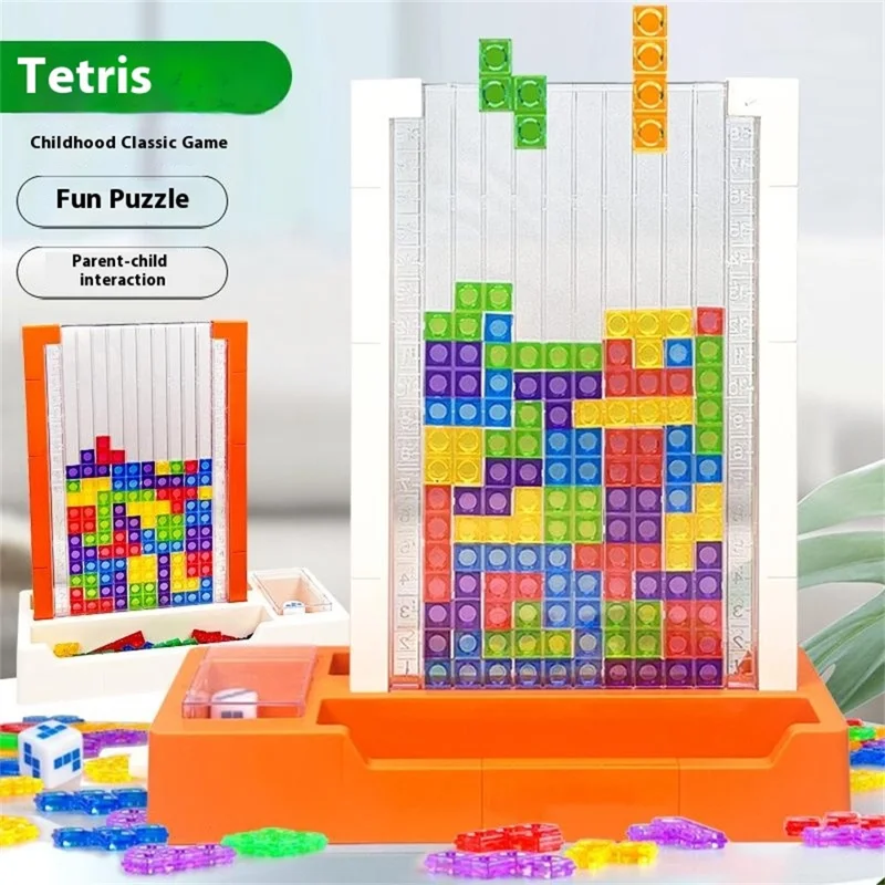 2145 3D Tetris Building Block Puzzle Toy Parent-Child Interactive Desktop Game - Beige Base