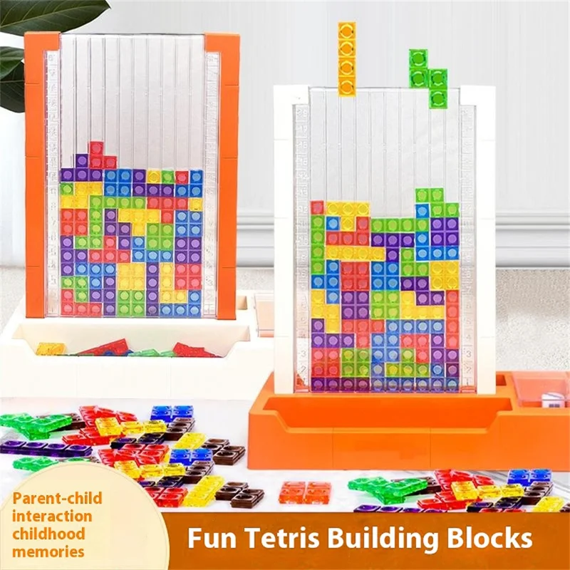 2145 3D Tetris Building Block Puzzle Toy Parent-Child Interactive Desktop Game - Beige Base