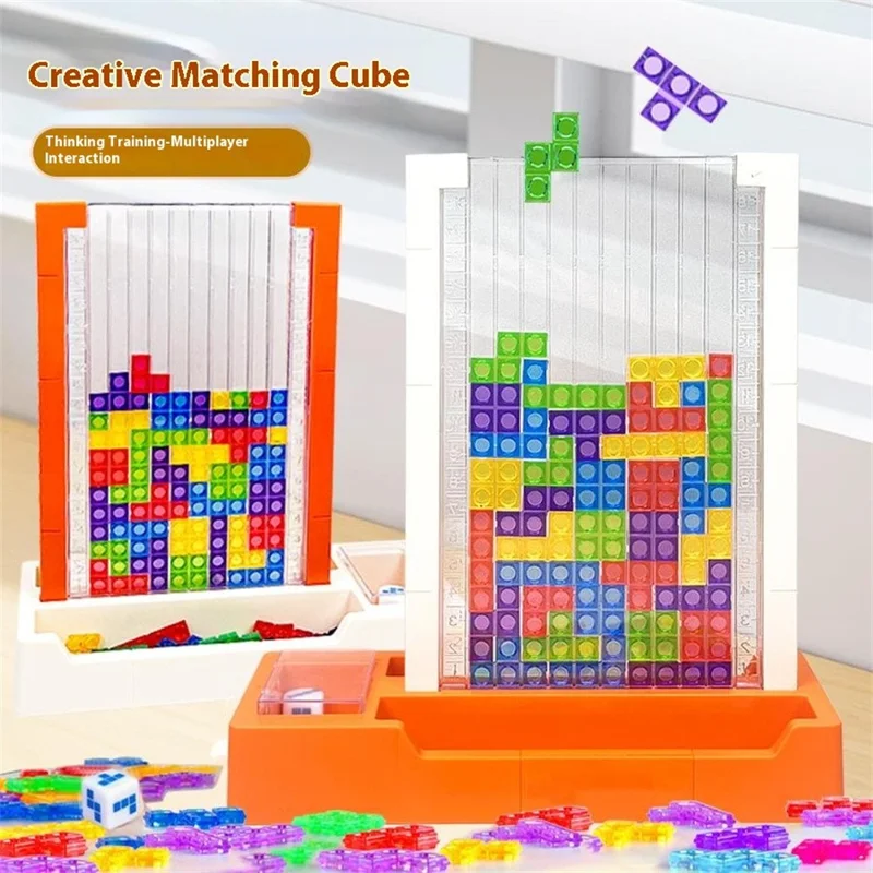 2145 3D Tetris Building Block Puzzle Toy Parent-Child Interactive Desktop Game - Beige Base