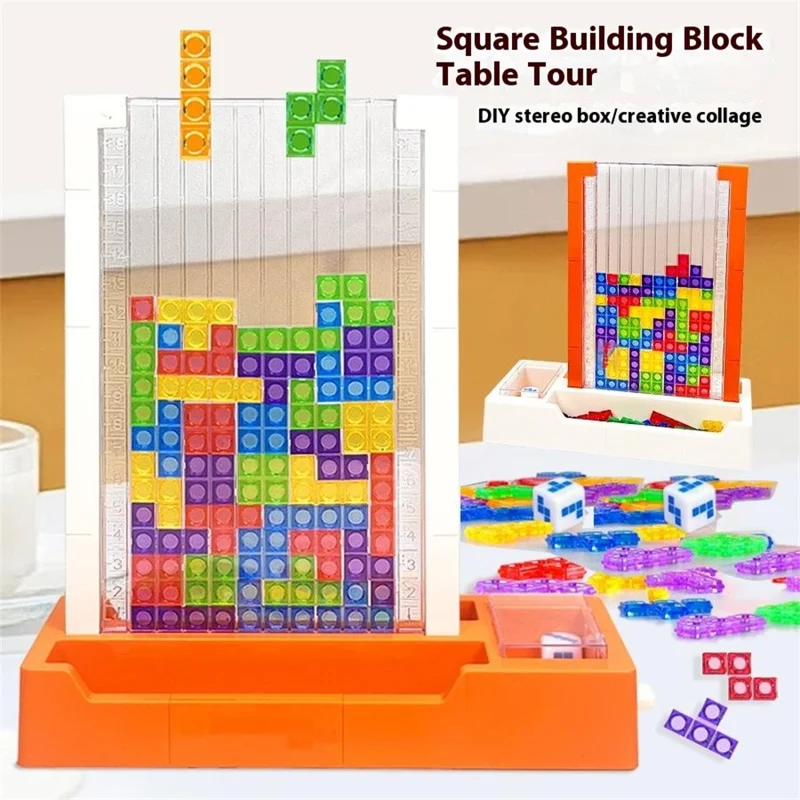 2145 3D Tetris Building Block Puzzle Toy Parent-Child Interactive Desktop Game - Beige Base
