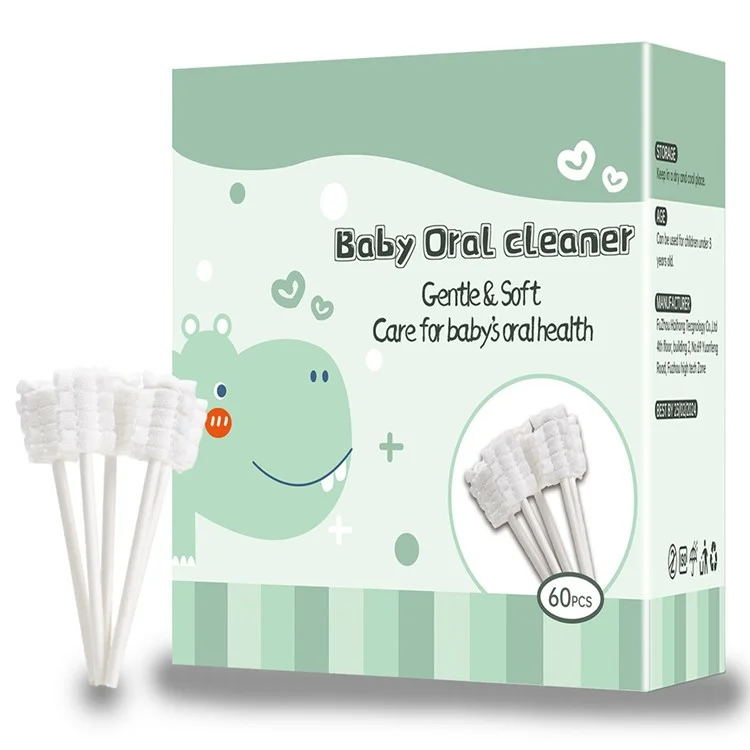 60 Unidades Limpiador de Lengua para Bebés, Cepillo de Dientes Desechable para Recién Nacidos, Bastoncillo de Limpieza Bucal para Cuidado Dental
