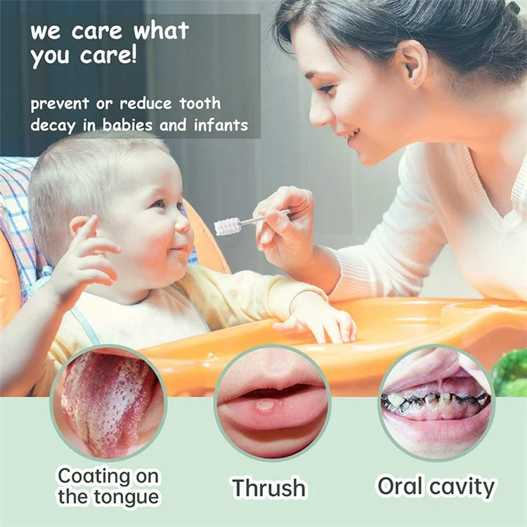 60 Unidades Limpiador de Lengua para Bebés, Cepillo de Dientes Desechable para Recién Nacidos, Bastoncillo de Limpieza Bucal para Cuidado Dental