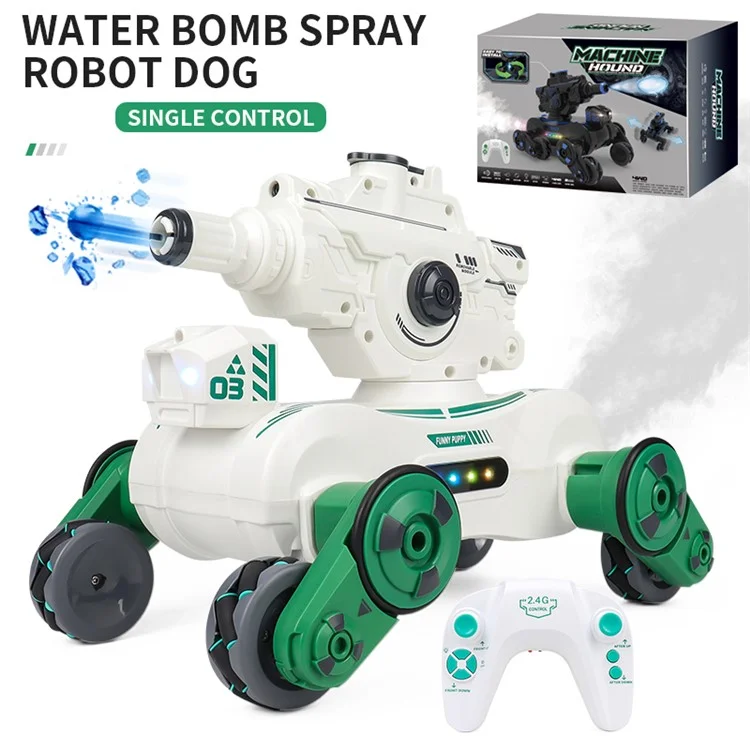 JC013 2.4G RC Mechanical Battle Dog Four Wheels Drive Water Bomb Spray Toy, Single Controller (CE / CPC / EN71 / ASTM Certified) - White