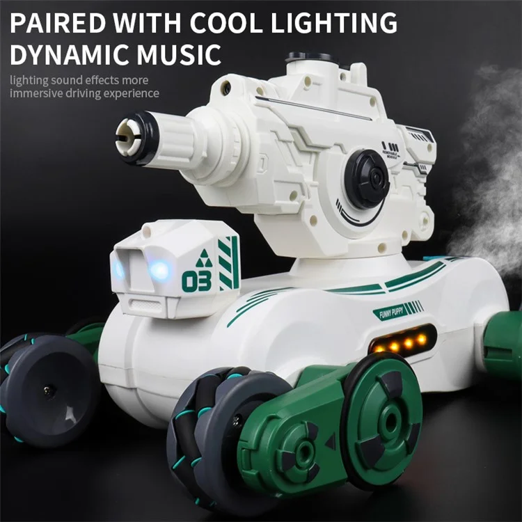 JC013 2.4G RC Mechanical Battle Dog Four Wheels Drive Water Bomb Spray Toy, Single Controller (CE / CPC / EN71 / ASTM Certified) - White