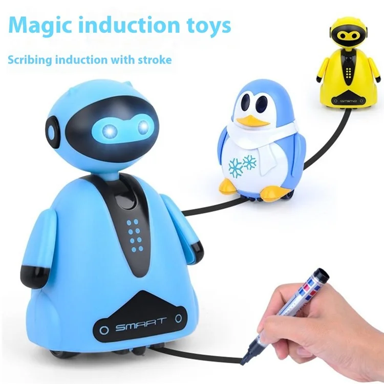 Light Sensing Line Following Robot Toy Kids Educational Drawing Toy Inductive Pen Robot - Blue