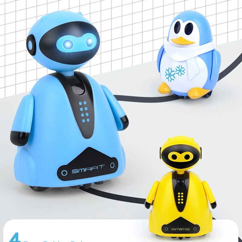 Ljussensorisk linjeföljande robotleksak Utbildningsleksak för barn med ritpenna Induktiv pennrobot - Gul