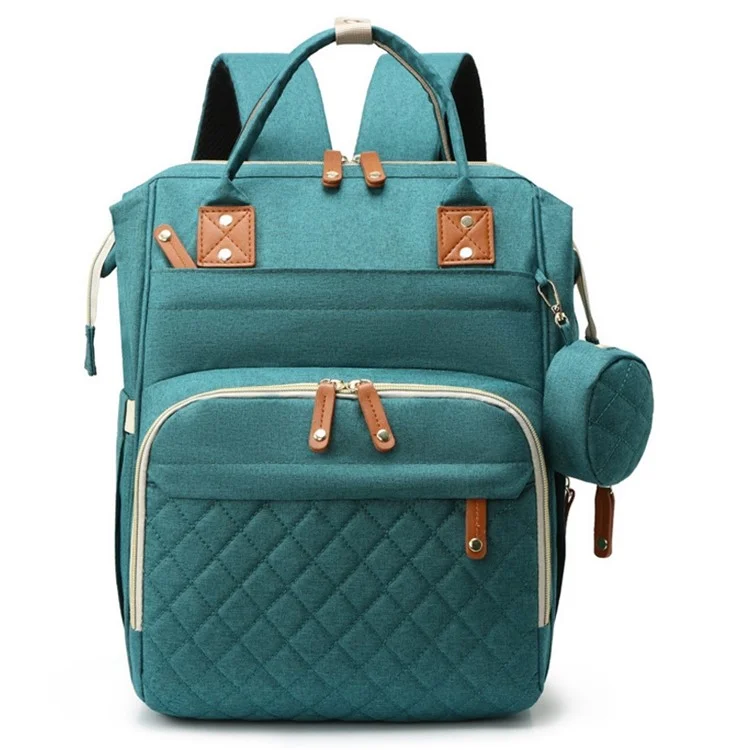 ZS9010 Large Diaper Backpack Baby Diaper Bag Mommy Daddy Travel Backpack with Thermal Insulated Bottle Pockets and Stroller Straps - Green