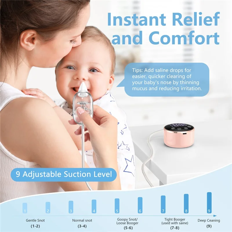 QY-201 Baby Nasal Aspirator Electric Nose Suction Device with Lullaby Function 9 Levels Adjustment