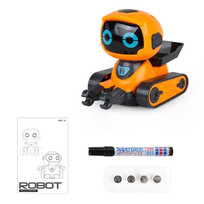 JLY TOYS For Children Collision Resistant Line Following Smart Robot Toy with Sound Effects - Orange