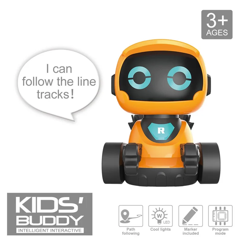 JLY TOYS For Children Collision Resistant Line Following Smart Robot Toy with Sound Effects - Orange