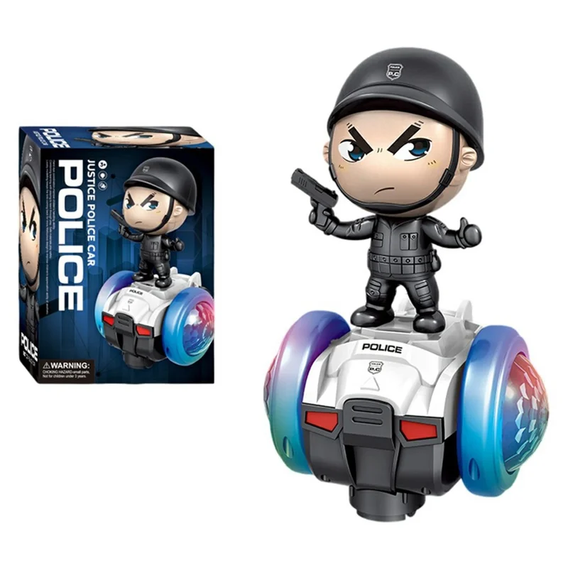 Detachable Police Figure 360 Degree Rotating Electric Balance Car Toy with Music and Light for Kids - R02 Balance Car