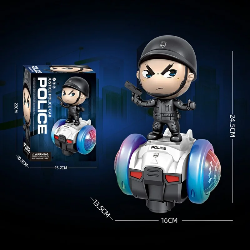 Detachable Police Figure 360 Degree Rotating Electric Balance Car Toy with Music and Light for Kids - R02 Balance Car