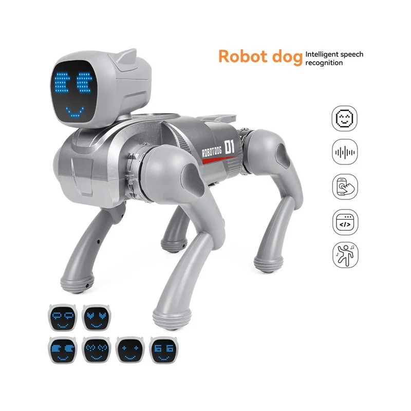 2.4G Smart Interactive Robot Dog App / Voice Control Programmable Toy Gift with Expression Lights - Grey