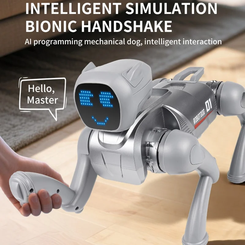 2.4G Smart Interactive Robot Dog App / Voice Control Programmable Toy Gift with Expression Lights - Grey