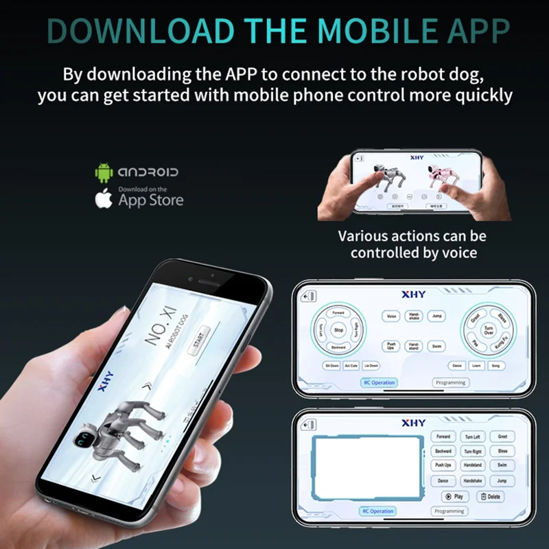 2.4G Smart Interactive Robot Dog App / Voice Control Programmable Toy Gift with Expression Lights - Grey