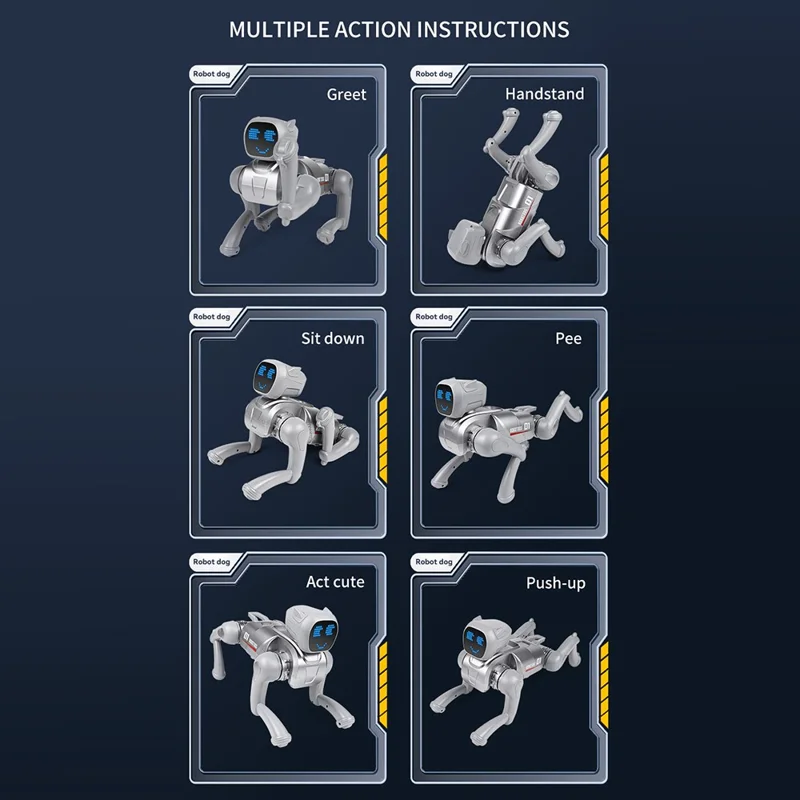 2.4G Smart Interactive Robot Dog App / Voice Control Programmable Toy Gift with Expression Lights - Grey