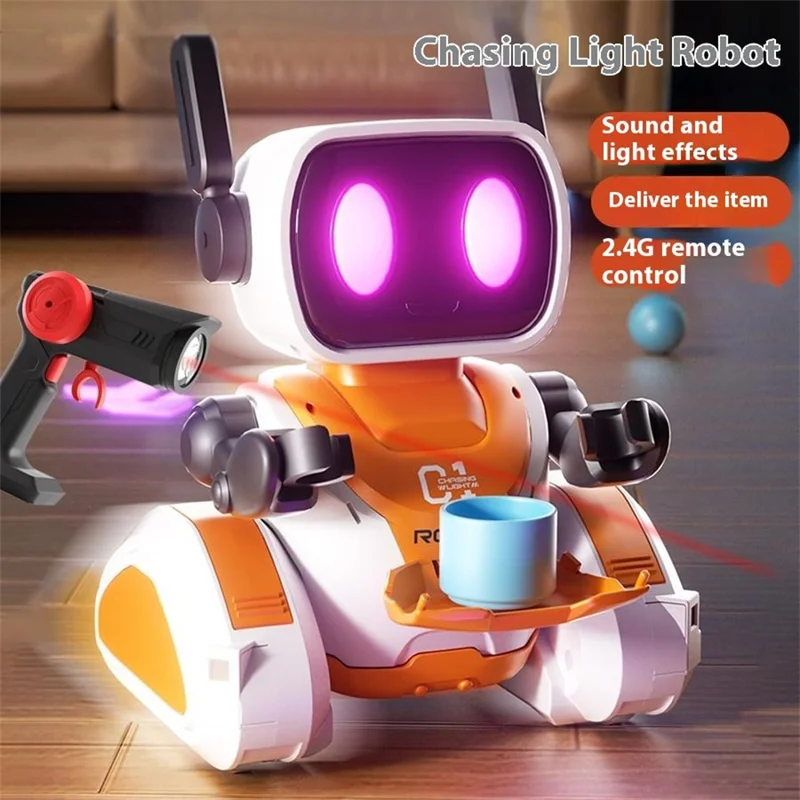 3888 Light-Chasing RC Robot Toy for Kids Programmable Educational Toy with Sound / Light Effects