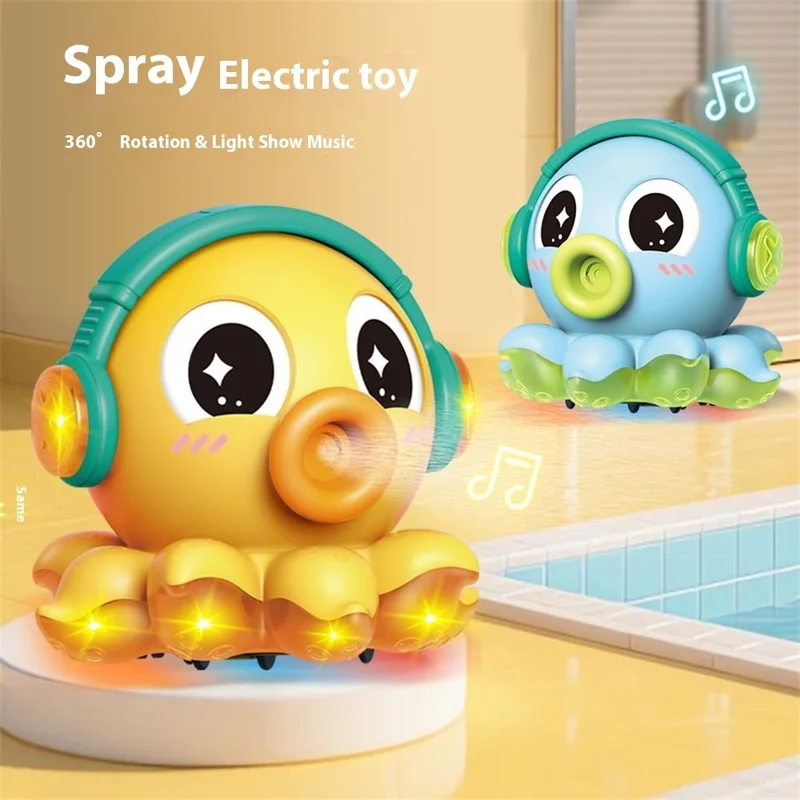 S-006A Electric Octopus Toy with Music / Light / Spray Function Multidirectional Octopus Toy - Yellow