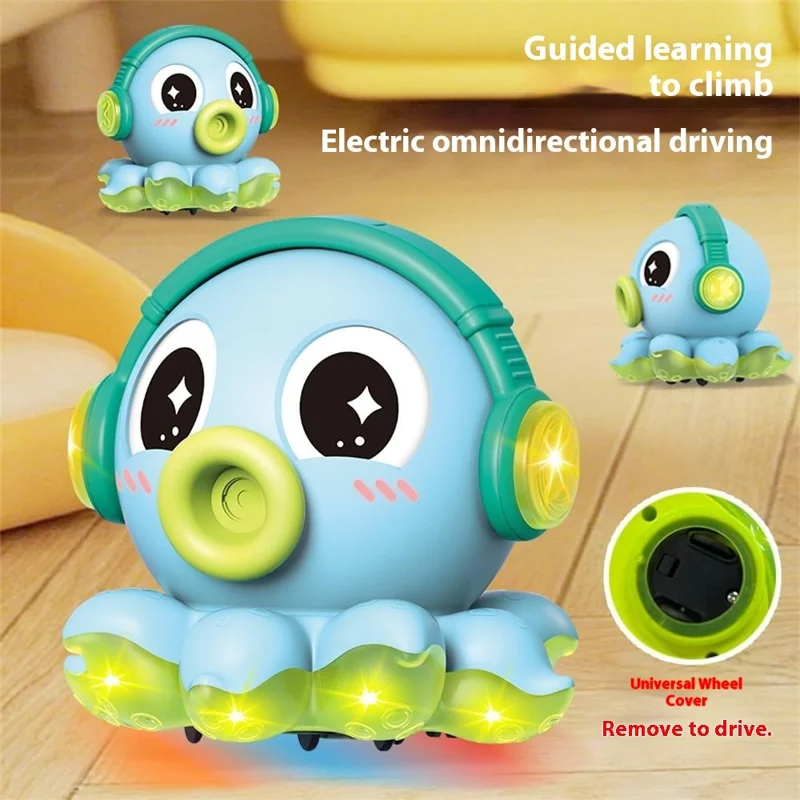 S-006A Electric Octopus Toy with Music / Light / Spray Function Multidirectional Octopus Toy - Yellow