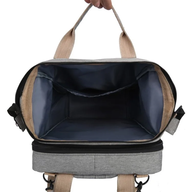 2006 Portable Outdoor Diaper Backpack Waterproof Mommy Maternity Bag Nappy Milk Bottle Carrying Bag with Folding Bed / Hook - Purple